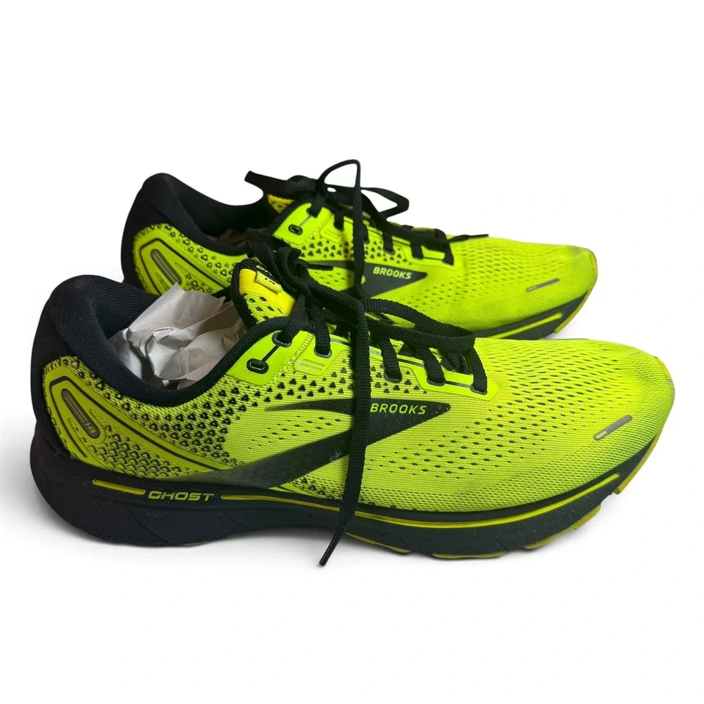 Brooks Ghost 14 Mens Running Shoes Yellow Black Size 11.5